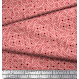 Soimoi 130 GSM Moss Georgette Fabric Geometric Print 44 Inches Wide Craft Material By The Meter - Salmon