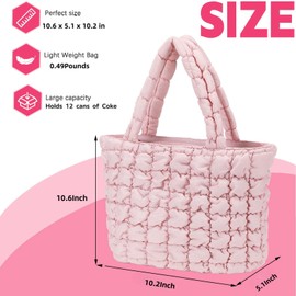 CAMTOP Lunch Box for Women Girls Insulated Cute Lunch Tote Bag Lunchbox Cooler Puffer Bag for Work Travel Picnic(Pink)