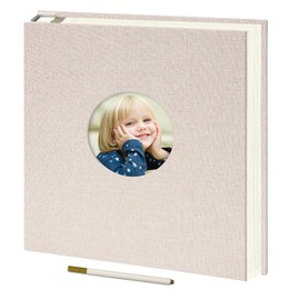 Vienrose Photo Album Self Adhesive Scrapbook Album for 4×6 5×7 8×10 Pictures Linen Cover 40 Pages for Family Wedding Gifts, Beige