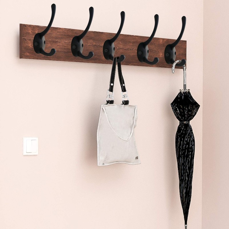 IBosins 12 Pack Black Coat Hooks Wall Mounted with 24