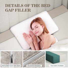 DEEPSHARK Bed Gap Filler,Mattress Extender,Headboard Pillow Between Headboard and Mattress or Wall,High-Density Foam with Removable Cover（Beige-King-78 * 2 * 6in）