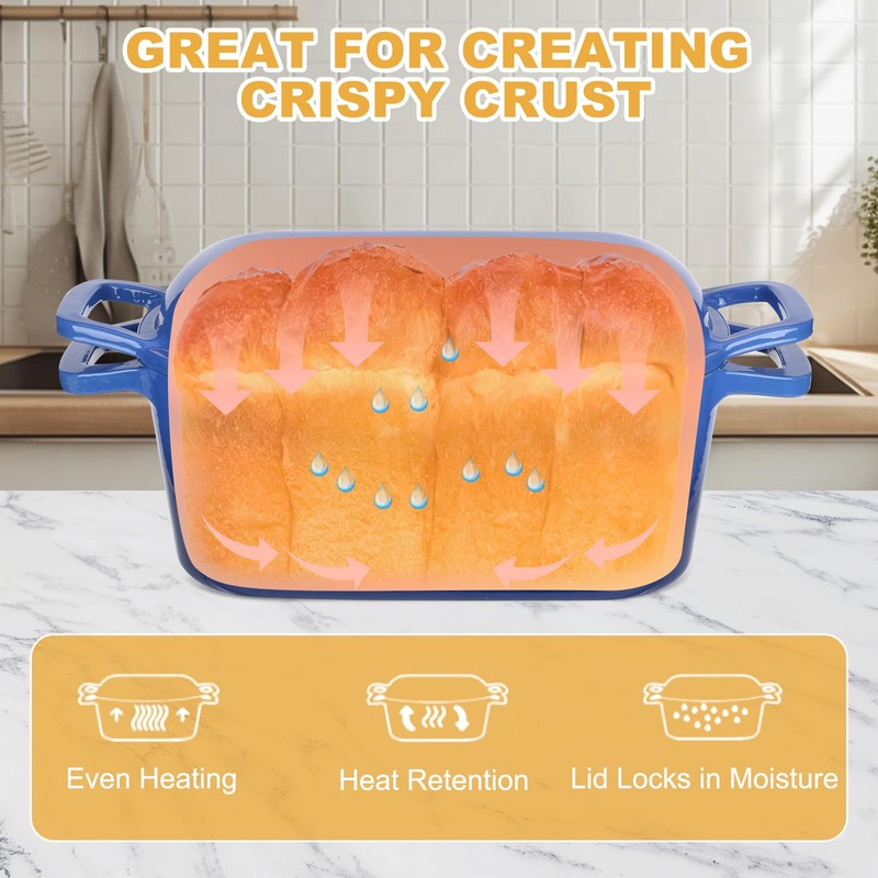 Enameled Dutch Oven for Sourdough Bread Baking, 3.6QT Oval Cast