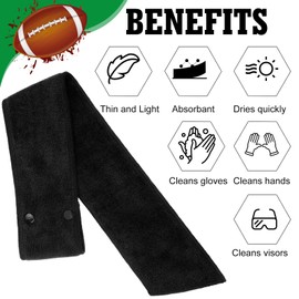 Fanfanwin 6 Pcs Football Towel Thin Sports Towel with Buttons Football Accessories Drip Streamer Towel for Football Sports (Black)
