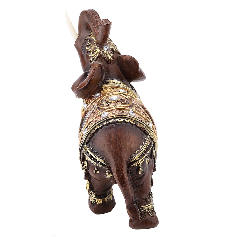 Lucky Feng Shui Wood Grain Elephant Statue Sculpture Wealth Figurine