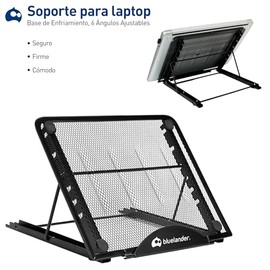 Bluelander Soporte para Laptop y Tableta Portátil, Base de Enfriamiento, 6 Ángulos Ajustables, Material Aluminio Compatible con Computadora, Tablets y