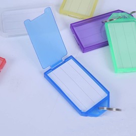 Assorted Colours Large Key Fobs ID Label Identify Keychain Key Ring Plastic Name Luggage Keys Home Shop Key Tag Click Tags (25 Pieces)