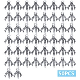 50pcs Antique Silver Dragon Claw Charms Pendants Tibetan Alloy Eagle Claw Charms Vintage Dangle Pendants for DIY Necklace Bracelet Crafts Keychains Jewelry Making Findings