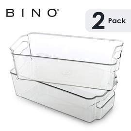 BINO | Stackable Storage Bins, Medium - 2 Pack | THE STACKER COLLECTION | Clear Plastic Storage Bins | Built-In Handles | BPA-Free | Containers for Organizing Kitchen Pantry | Multi-Use Organizer Bins