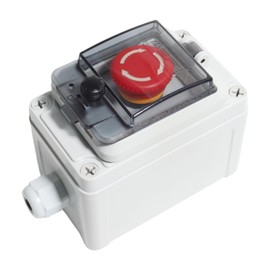 aikoolwer Waterproof Emergency Stop Push Button Switch with Protective Cover Outdoor Safety Station Box 22mm Anti-Mushroom 1NO 1NC Emergency Shut Off Switch Rated for Industrial Use