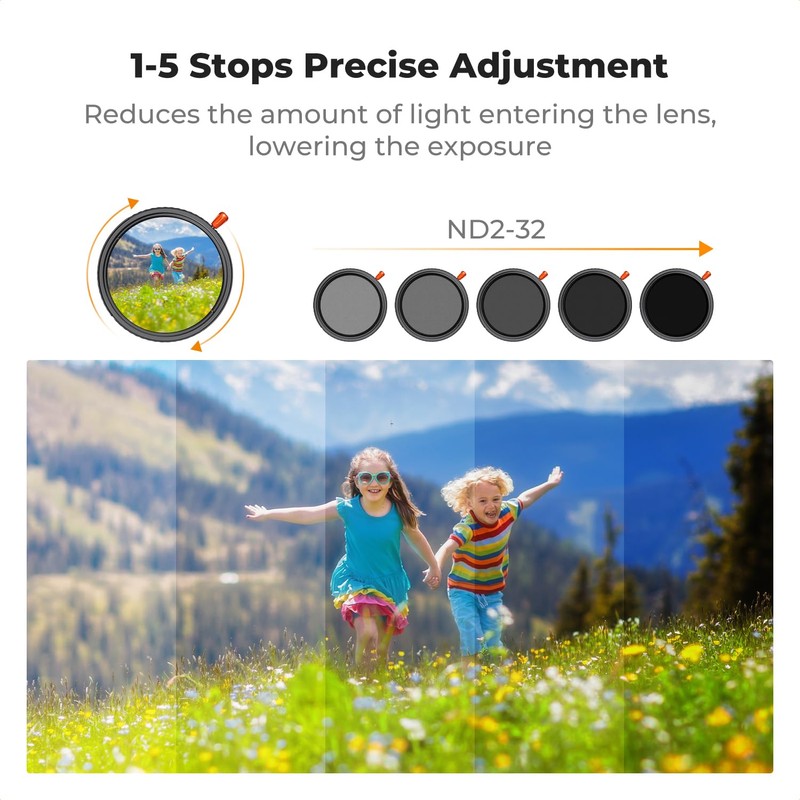 K&F Concept 40.5mm Black Diffusion 1/4 & Variable ND2-ND32(1-5 Stops)