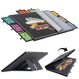 Becko US 2000 Piece Foldable & Tilting Puzzle Board with 8 Drawers & Cover, Lightweight & Portable Puzzle Table with Built-in Stands for Angle Adjustments, for 2000 1500 1000 Pieces Jigsaw Puzzles