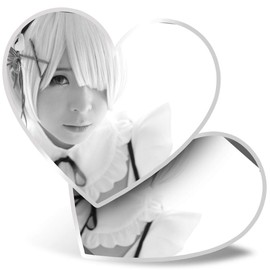 2 x Heart Stickers 15 cm - BW - Cosplay Anime Girl Japanese Fun Decals for Laptops,Tablets,Luggage,Scrap Booking,Fridges, #38763