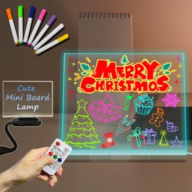Acrylic LED Glowing Message Board Night Light USB Dry Erase Whiteboard with Stand 30×20 CM 7 Color Change with Remote Control Dimming Timed Auto-Close Table Lamp Calendar Note Board Gift Home Decor