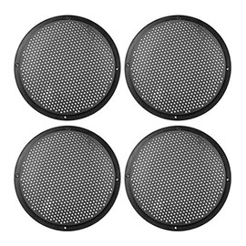 X AUTOHAUX 4pcs 8'' Plastic Audio Speaker Cover Mesh Subwoofer Grill Horn Guard Decorative Circle Grille Protector Black for Car
