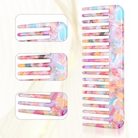 YUXIANLB 4PCS Hair Detangling Comb Large Wide Tooth Tortoise Shell Comb Cellulose Acetate Wide Tooth Pocket Combs Massage Scalp for Wet and Dry Women Thick Curly Straight Wavy Hair Small French Brush