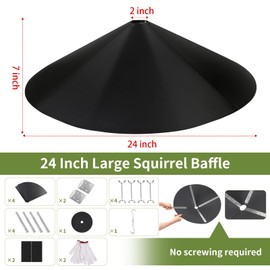 BULFULL 24 Inch 2PC Metal Squirrel Baffle for Bird Feeder Pole, 2-in-1 Large Outdoor Squirrel Baffles for Pole Mount and Shepherd’s Hook, Hanging Baffle Feeders to Deter Squirrels or Small Animals
