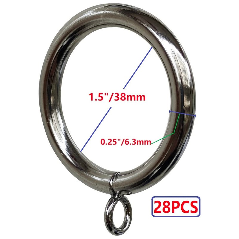 Curtain Ring Metal 28-Pcs 1.5 Inch Inner Diameter with Eyelets