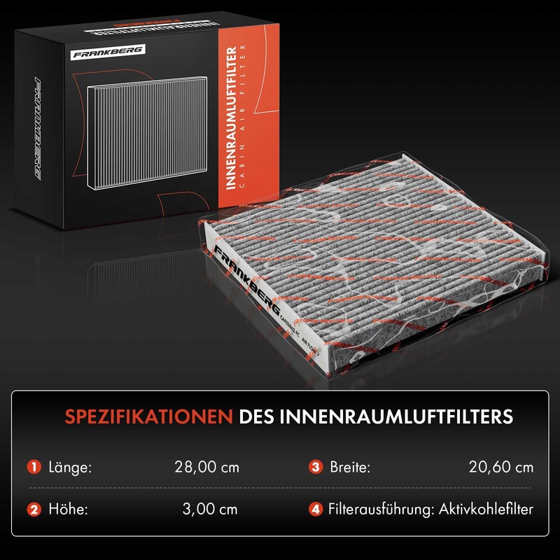 Frankberg 2x Cabin Air Filter Pollen Filter with Activated Carbon