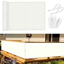 Sunnylaxx Balcony Privacy Screen 90 x 400 cm, Cream White Balcony Cladding, Balcony Cover, Balcony Canopy Opaque Wind Protection and UV Protection with Cable Ties