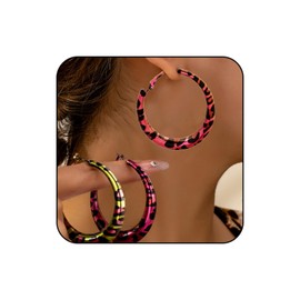 Vintage 60s/70s Leopard Earrings for Women Bohemia Earrings Lightweight Exaggerated Trendy Chunky Large Gold Round Star Geometric Statement Earrings, LAGE, Alloy Steel, No Gemstone