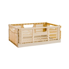 3 Sprouts Recycled Plastic Collapsible Crate - Stackable Folding Storage Crate for Organization for Adults & Kids - Foldable Plastic Crate - Large - Sand