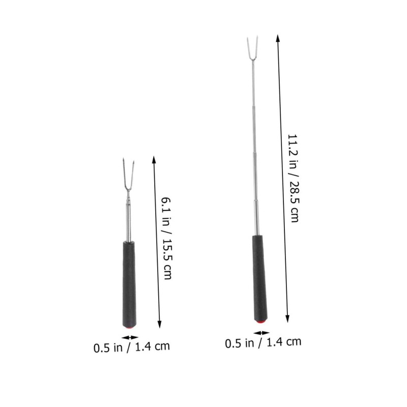 NOLITOY 8pcs Telescopic Barbecue Forks Set Stainless Steel Extendable Marshmallow