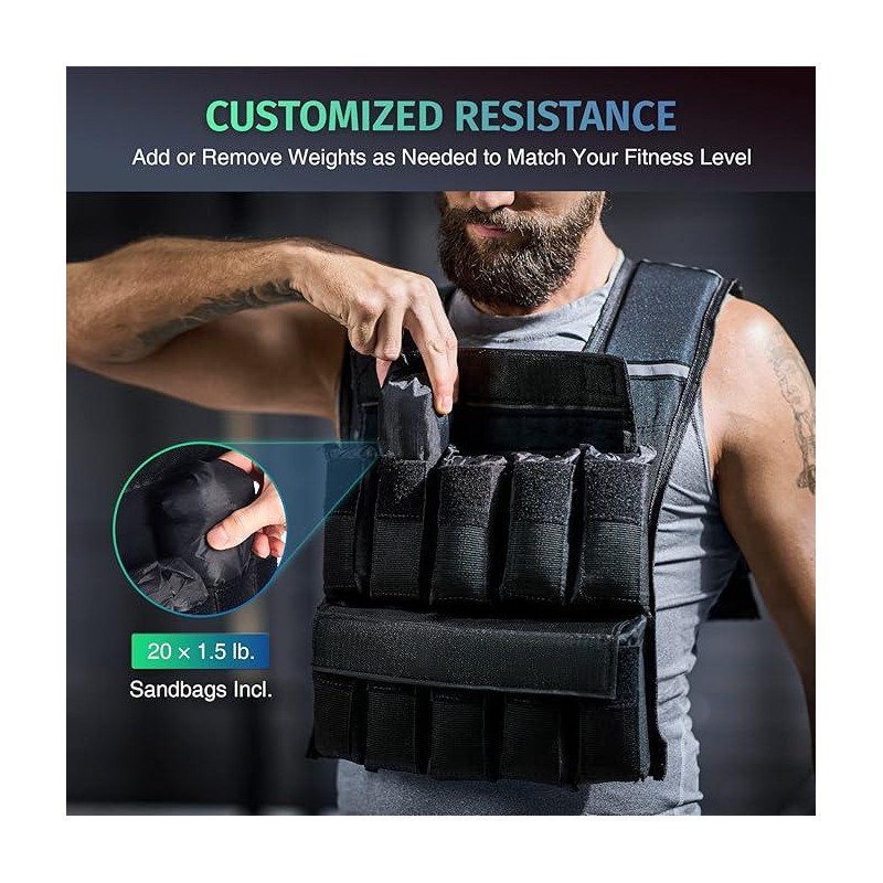 ZELUS 【SpringTok】ZELUS 23lb/ 30lb/ 60lb Weighted Vest with Adjustable Weights,