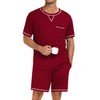 SWOMOG Men Modal Pajamas Set Comfy Sleepwear Short Sleeve Pjs