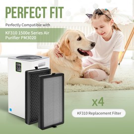 Nisreen KF310 Replacement Filter Compatible with Kenmore Air Pu-rifier Model PM3020, for KF310 1500e Series Air Replacement True HEPA Filter, Compare to Part# KF310, 4-Pack