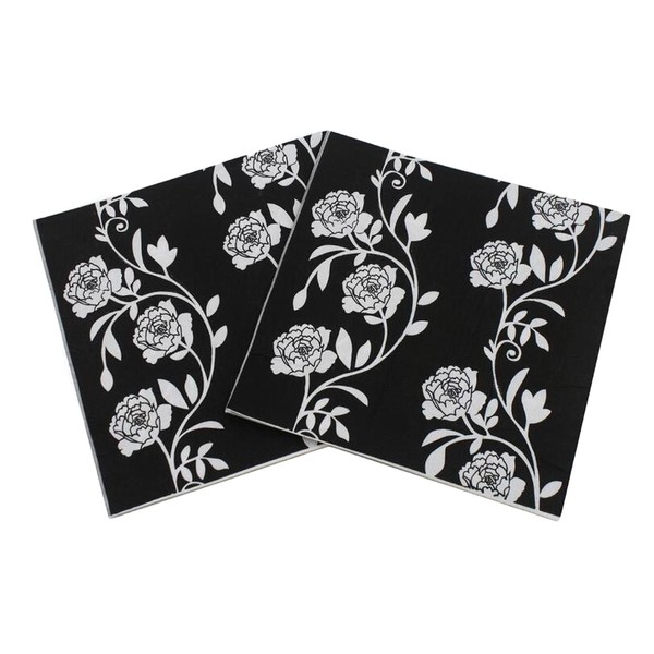 40 Count Paper Napkins, Designed Romantic Flowers Prints Cocktail Napkins,