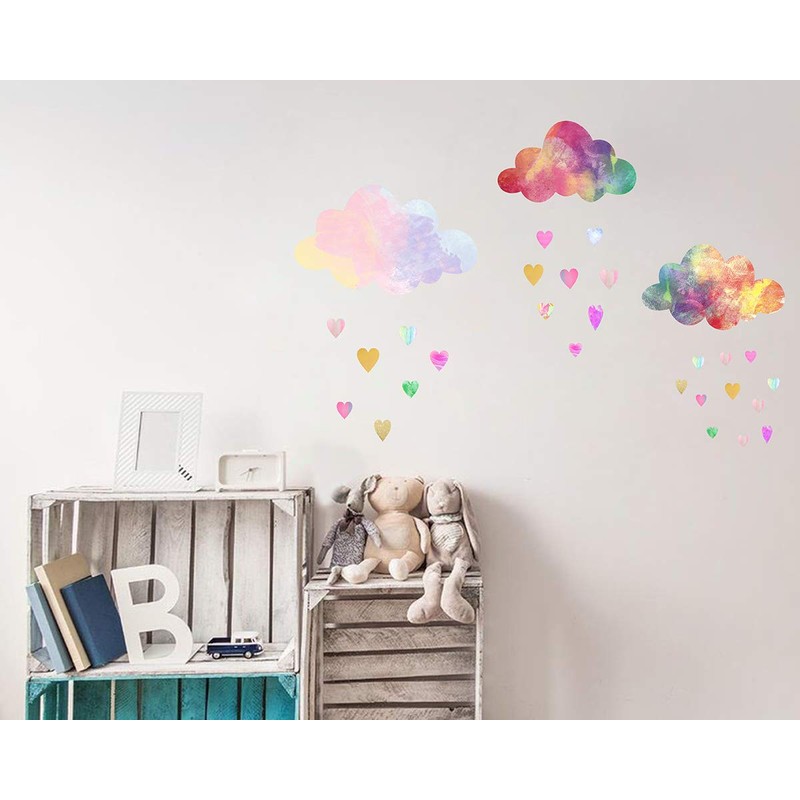 Easu Rainbow Wall Decal Girls Bedroom Decor (Heart)