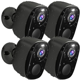 4PCs 2K Security Camera Wireless Outdoor, Surveillance Indoor Home Camera, Battery Powered WiFi Security Cameras with Color Night Vision, AI Motion Detection, 2-Way Audio, IP65, SD/Cloud, Works Alexa
