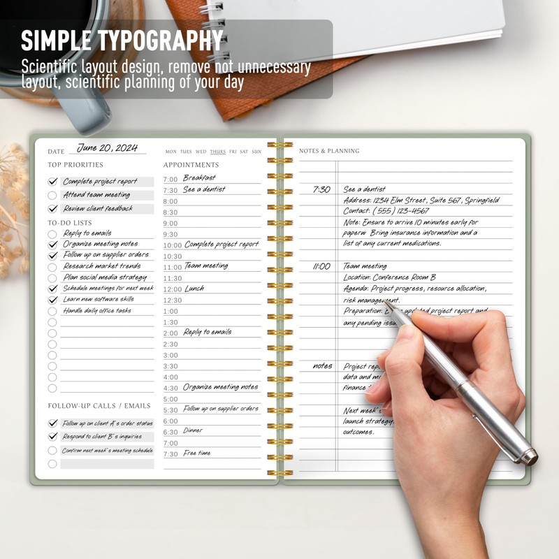 Daily Planner Undated - Simplified To-Do List Notebook with Hourly