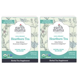 Earth Mama Organic Heartburn Tea Bags for Occasional Pregnancy Heartburn, 16-Count (2-Pack)