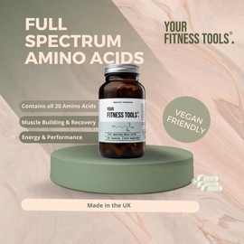 Your Fitness Tools Vegan Amino Acids | 120 x Capsules | Easy to Digest Vegan Protein | BCAA Supports Muscle Repair, Muscle Building | Essential EAA Amino Acids | Made in The UK