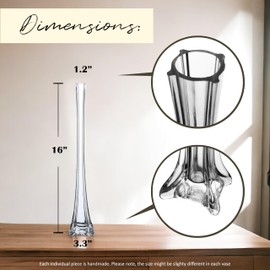 Craft And Party Eiffel Tower Vase, Pack of 6, 16" Clear Flower Vases Centerpiece for Flower, Wedding, Decoration. (16", Clear)