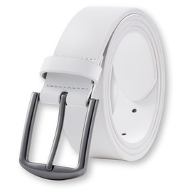 KM Legend Mens Leather Dress Belt for Work Business and Casual, Boston White, 36 US