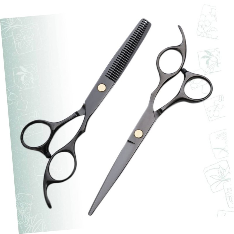 BIUDECO 2pcs Professional Hair Cutting Scissors Black Barbers Shears for
