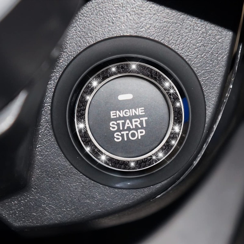 CGEAMDY 2 Pcs Car Push Start Button Crystal Rhinestone Cover/Sticker,