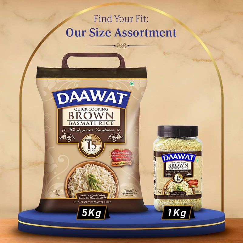 Daawat Brown Basmati Rice, 1kg, Jar