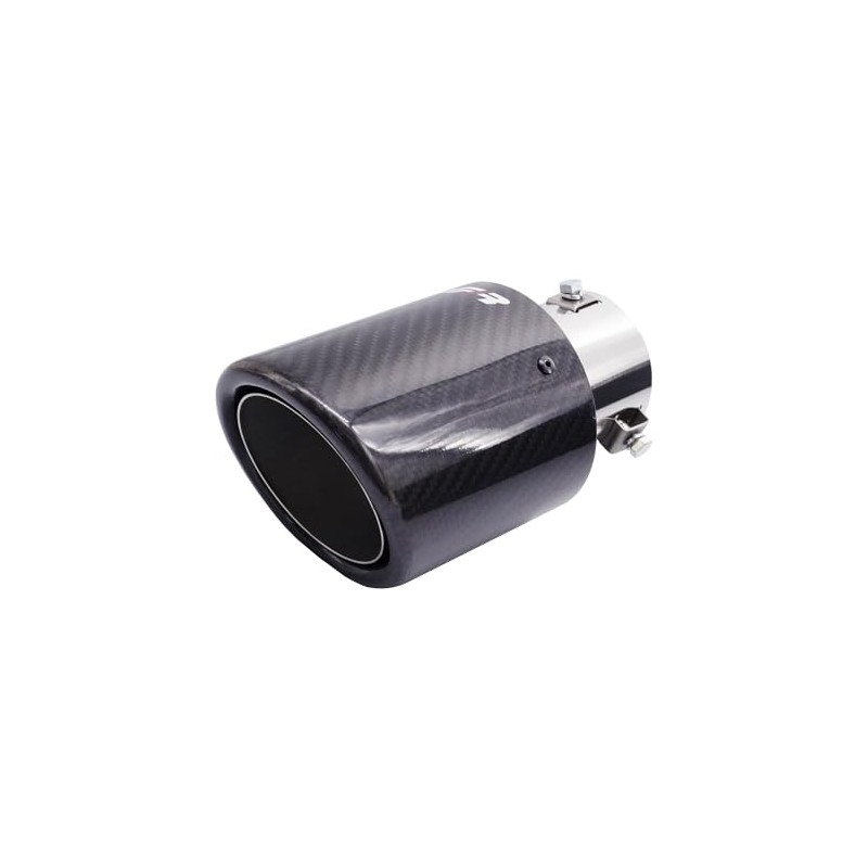 Simoni Racing Exhaust Trim Round/Slanted Shiny Carbon + Stainless Steel