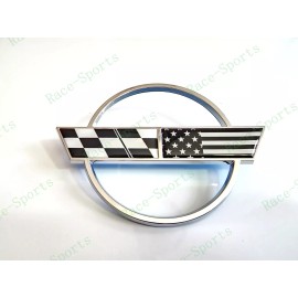 AUTO 1PC Chrome Black Rear Gas Lid Cross US Flags Emblem 1984-1996 C4 Corvette