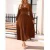 ZESICA Women's Velvet Midi Dress Casual V Neck Long Sleeve