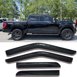 Side Car Window Visor Rain Guard Vent Deflectors Compatible with 2015-2025 Ford F-150 2017-2023 F-250 F-350 F-450 F-550 Crew Cab Window Shade Sun Shield Truck Accessories 4-pc Set