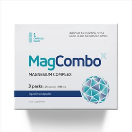 MagCombo - Concentrated Pure Magnesium, Special Oil Formula for Maximum Absorption, enriched with Vitamins В2, В6, В12 and С, only 1 Capsule Daily. (Pack of 3)