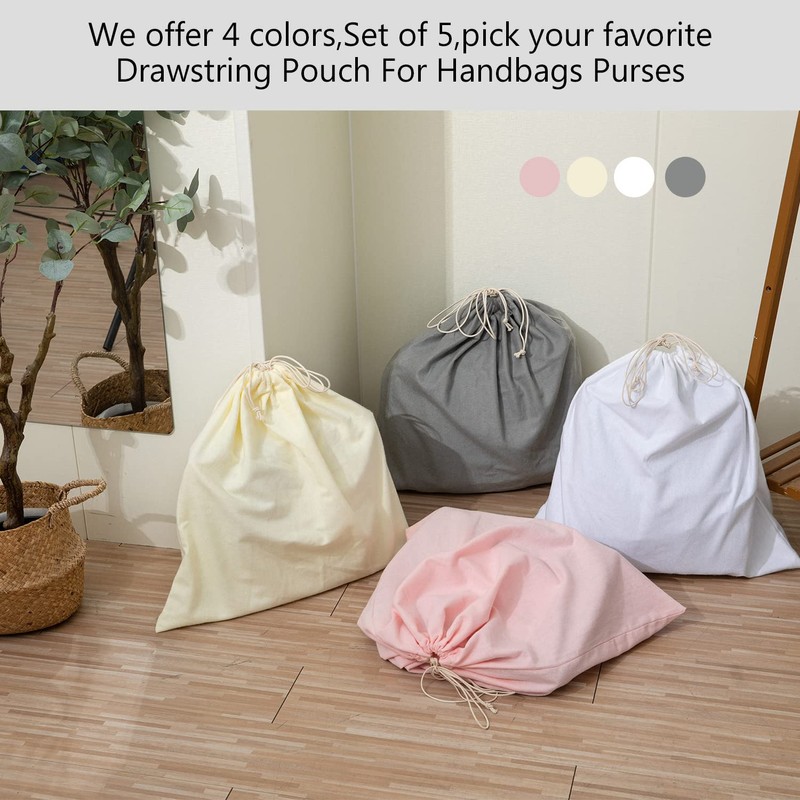 HAMBOLY 100% Cotton Bags 5 Pack Dust Cover Storage Pouch