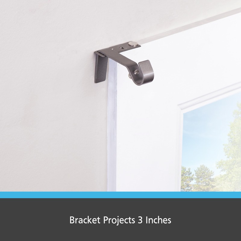 Kenney Fast Fit 5/8" No Measure Curtain Rod Brackets, Pewter