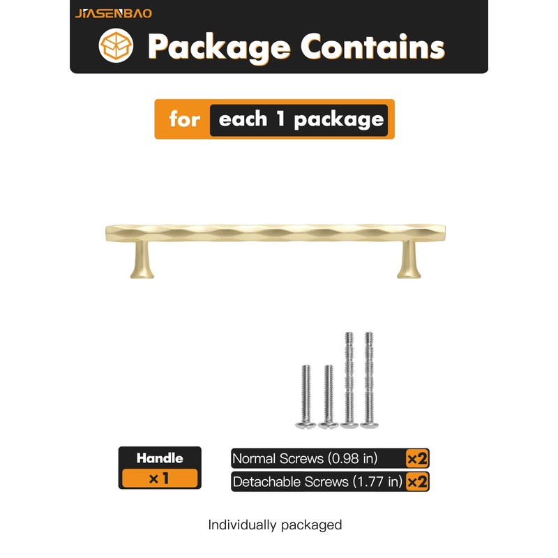 JIASENBAO Brushed Gold Cabinet Pulls 6.3" Hole Center 10 Pack