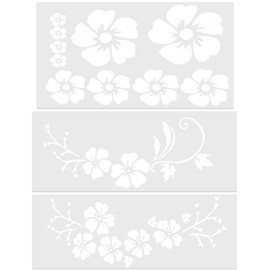 GORGECRAFT 3 Styles Hibiscus Flower Car Stickers, Hawaiian Stickers and Decals, White Reflective Hibiscus Branch Stickers, Waterproof Vinyl Automobile Exterior Decoration for Truck, Motorcycle Doors