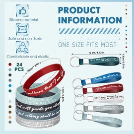 Ecation 48 Pcs Bible Verses Bracelets Bulk Scripture Silicone Religious Bracelets Motivational Quote Rubber Wristbands Inspirational Christian Keychain for Women Men Party Favors Gift